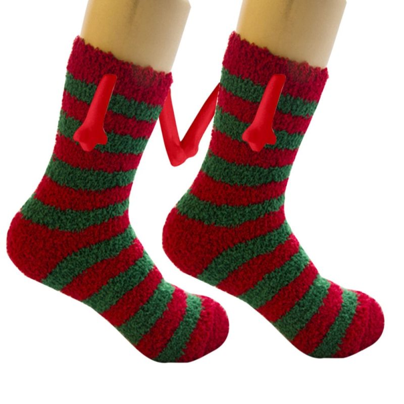 Christmas Couple Socks Magnetic Hand in Hand Socks Couple Christmas Gifts-Green and red stripes