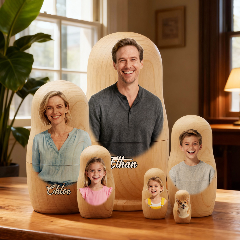 Personalized Photo Nesting Doll Custom Text Family Picture Matryoshka Keepsake Gift for Christmas and Home Decor - soufeeluk - Image 4