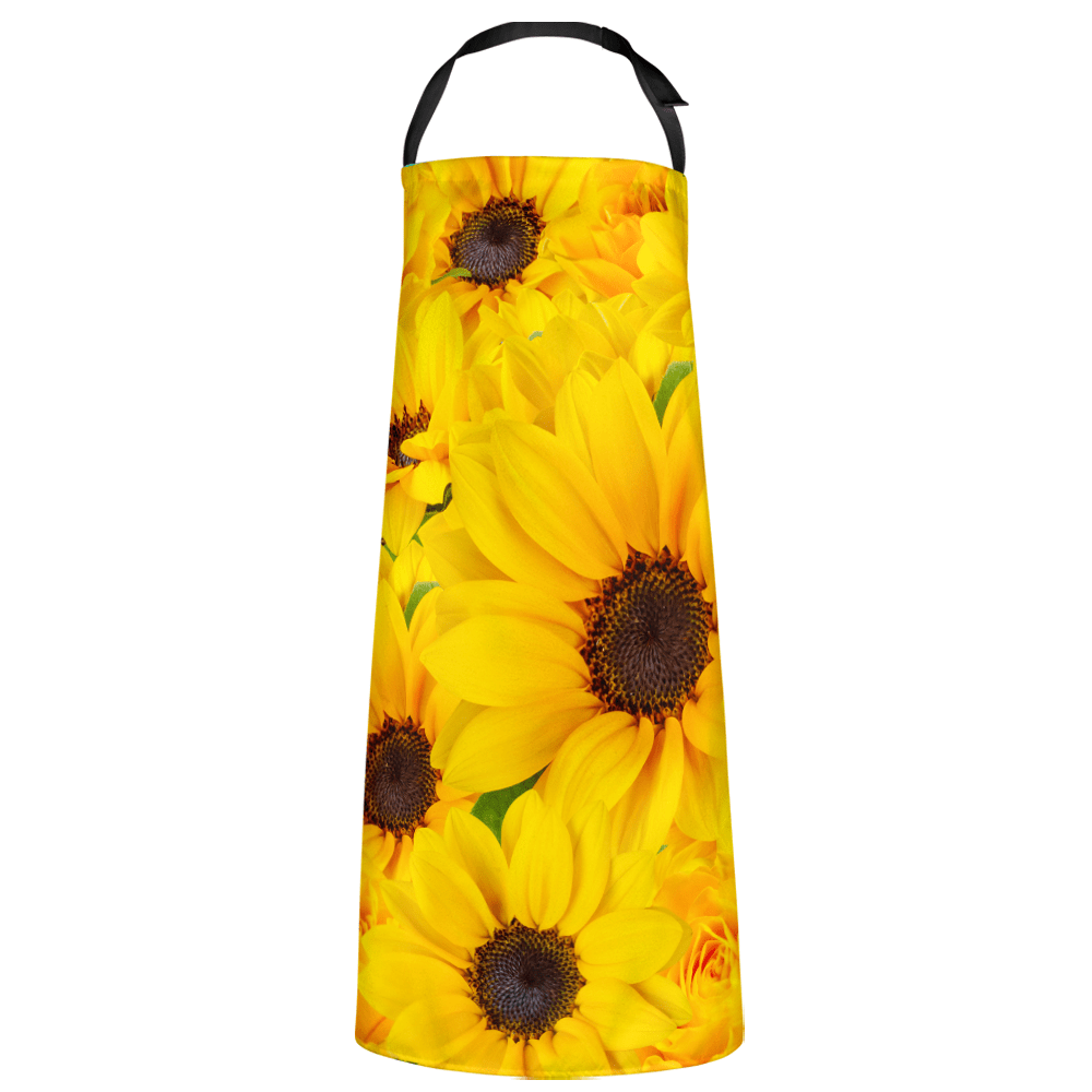 Custom Photo Apron Vivid Yellow Sunflower Gifts for Wife Waterproof - Image 3
