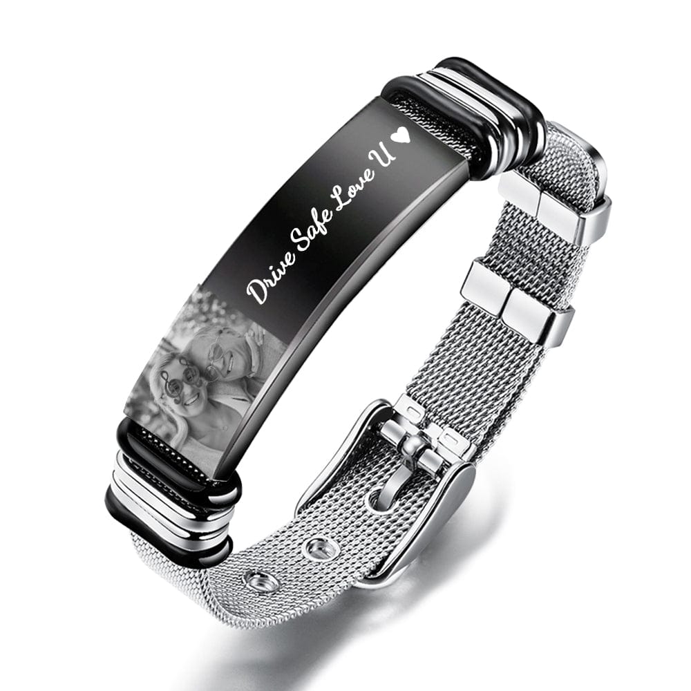 Father's Day Gifts Custom Photo Engraved Bracelet Stainless Steel - Image 2