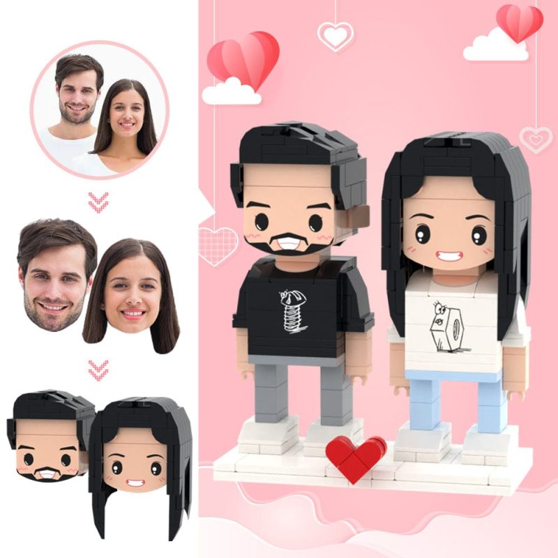 Valentine’s Day Gifts Custom Head 2 People Cute Brick Figures Loving Couple Brick Figures