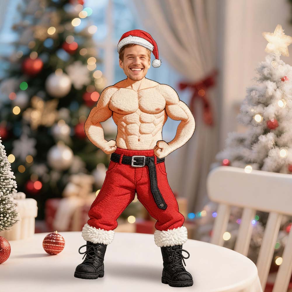 Custom Face Santa Muscle Doll Keychain Personalized Christmas Mini Figure Keychain/Doll