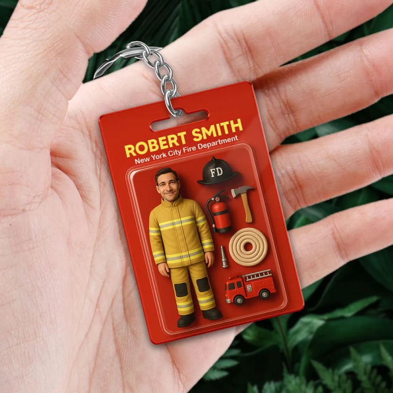 Fully Body Custom 3D Effect Action Figure Pack Packaging Toy Box Style Art Gift Personalized 2D Printing Acrylic Keychain Gift for Dad
