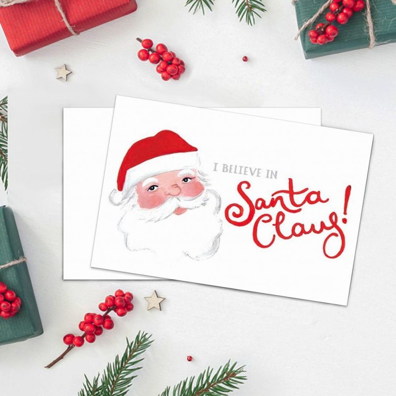 I Believe In Santa Claus Christmas Card Holiday Card-Horizontal Card