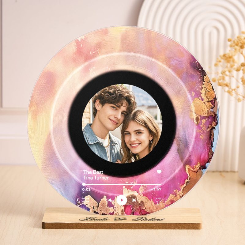 Personalized Vinyl Record with Custom Photo, Customized Acrylic Song Plaque, Vinyl Record Decorations, Cool Gifts for Music Lovers, Photo Plaque Gifts for Him and Her, Home and Off