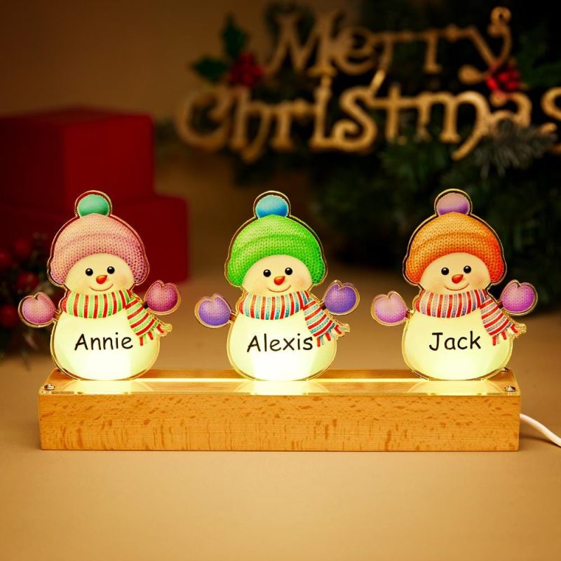 Personalized Christmas Night Light With Name Snowman Led Night Light Custom Christmas Gift Family Name Gift For Mom