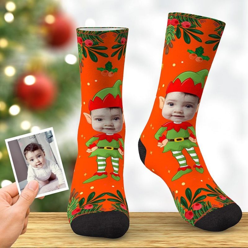 Custom Face Socks Christmas Gifts Elf Socks