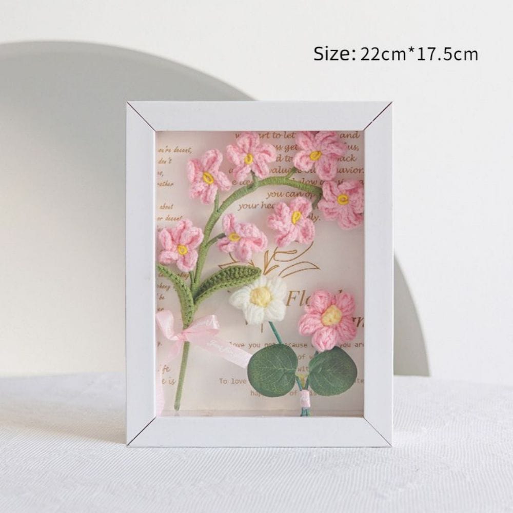 Crochet Bouquets Photo Frame Handmade Knitted Flower Shadowbox Frame Desktop Decoration - Image 2