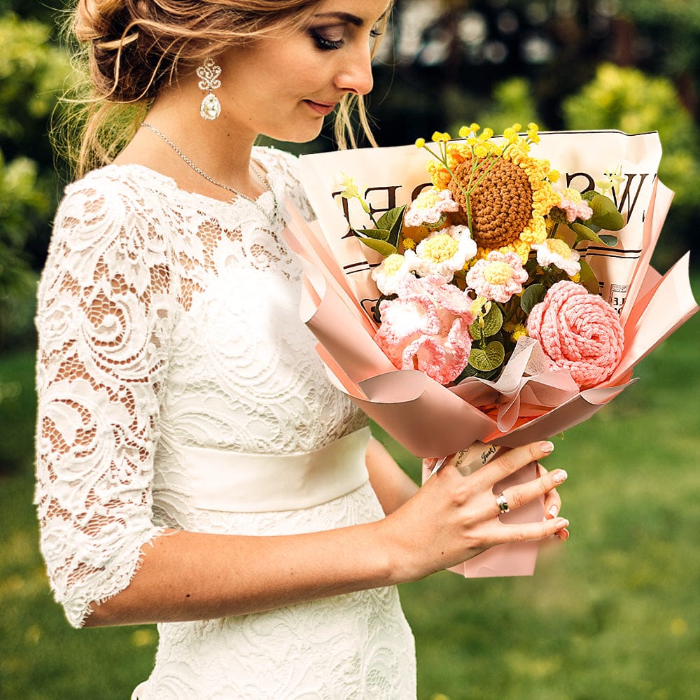 Wedding Gifts Crochet Flowers Bouquet Handmade Knitted Sunflower Bouquet Gift for Her - Image 2