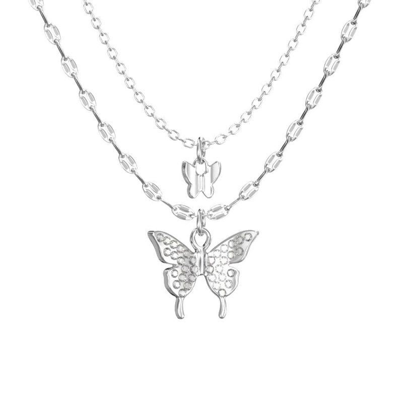 Butterfly Necklace Diamond Butterfly Double Layer Necklace Mother’s Day Gifts