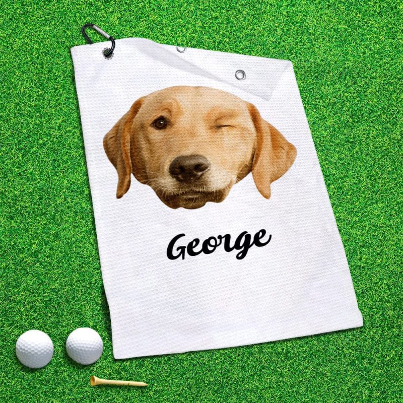 Photo Golf Towel Personalised Golf Towel Gifts for Golf Lovers – Face and Name