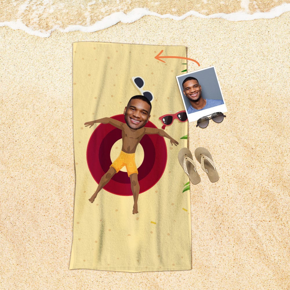 Custom Face Beach Towel Personalized Yellow Pants Men Beach Towel Funny Gift for Summer - Image 2