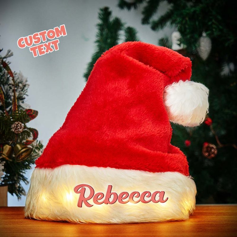 Custom Name Illuminated Christmas Hat Unique Light Up Hat For Christmas Day