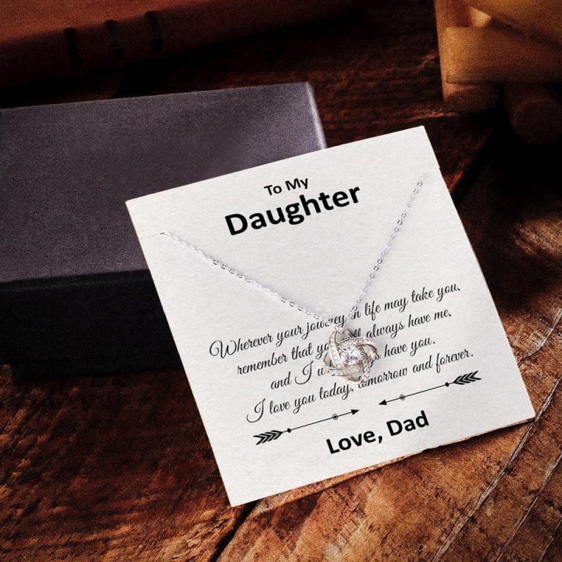 Love Knot Necklace With Personalized Custom Message Card Daughter Gifts