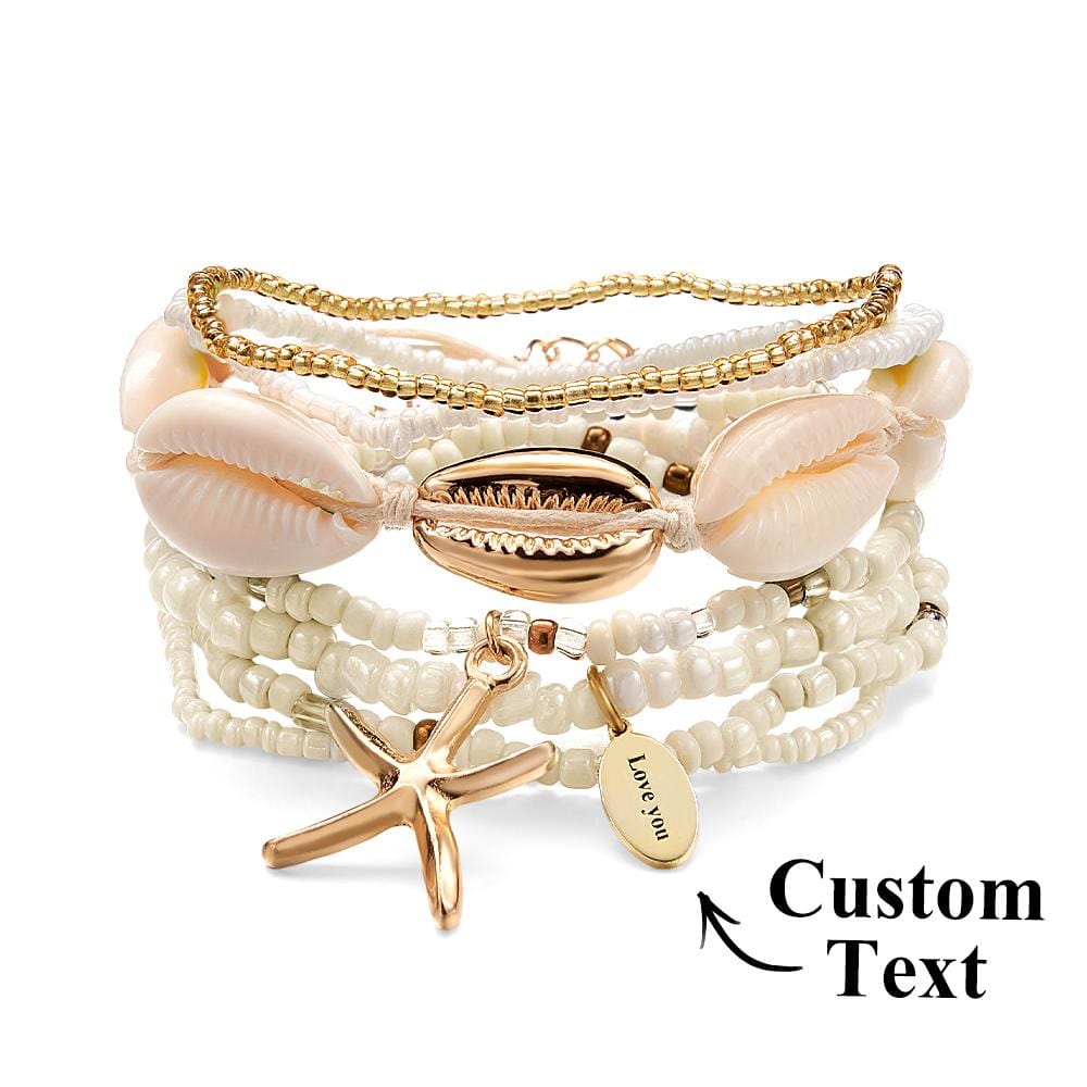 Custom Name Bracelet Beach Shell Boho Gift for Her