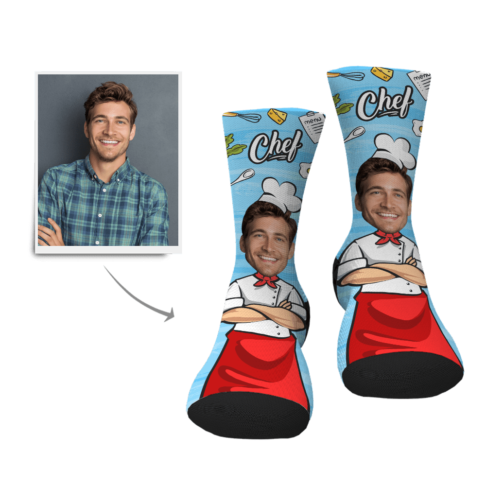 Chef Gift Personalized Photo Socks Christmas Gift For Cooking Lovers