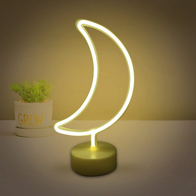 LED Night Light Lamp Neon Lamp Moon Shape Valentine’s Day Gift For Lovers
