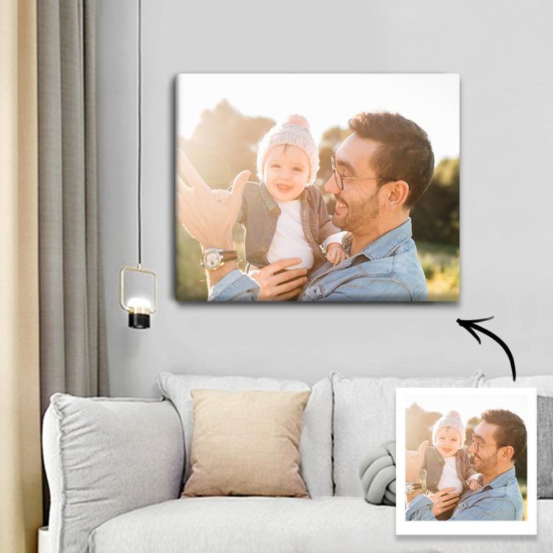 Father’s Day Canvas Father’s Day Gift Custom Photo Frame Family Wall Decor – 27.5*35cm