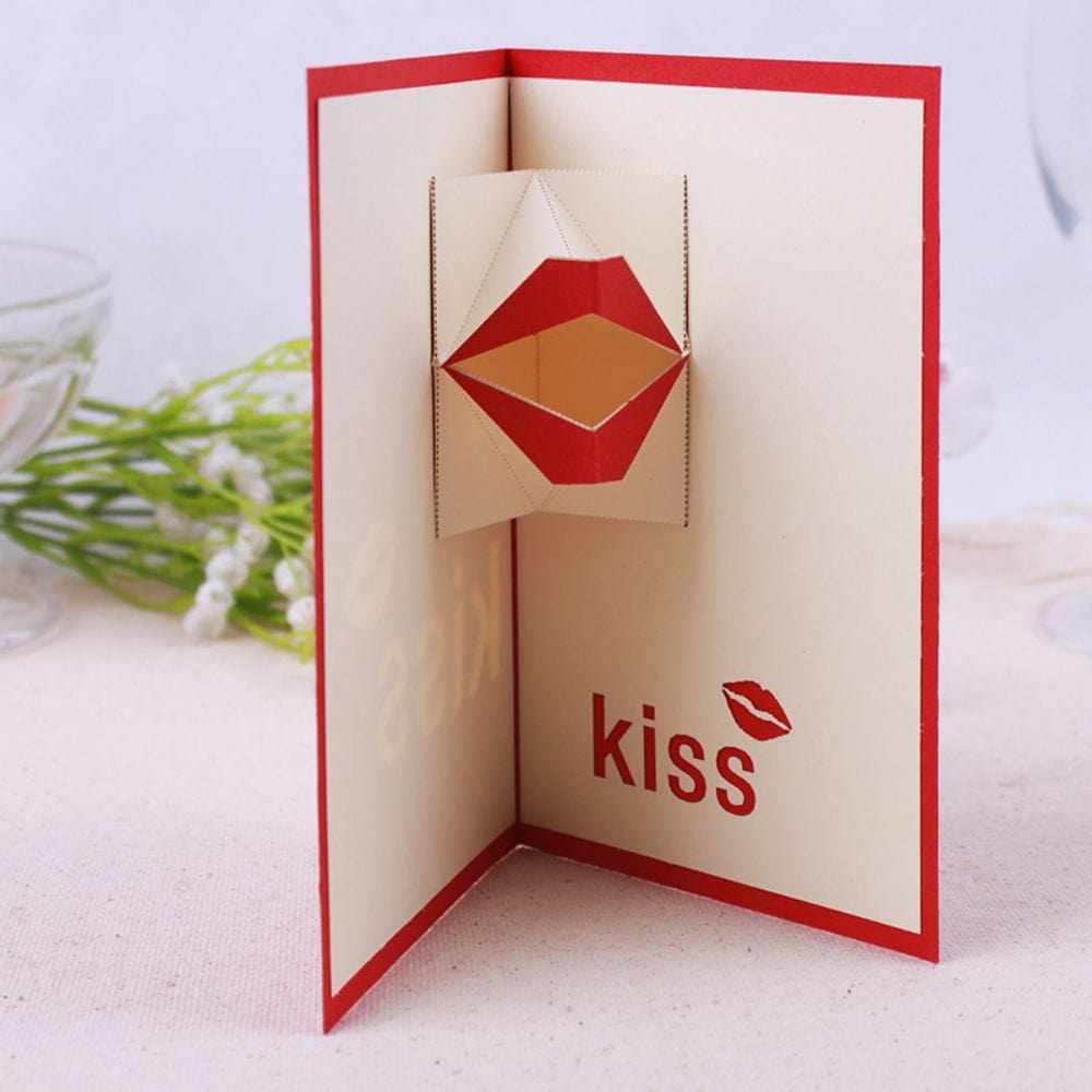 3D Creative Valentine's Day Pop Up Card Sexy Red Lips Pop Up Greeting Card - Image 2