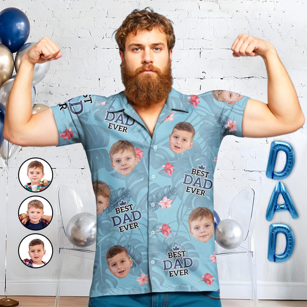 Custom Button-Up Shirts With Face 1-3 Photos Custom Hawaiian Shirts For Dad/Grandpa - Image 2