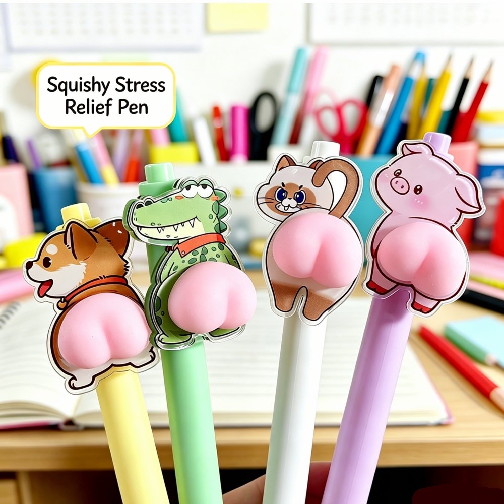Custom Animal Squishy Butt Pen Personalized Cute Cartoon Pet Stress Relief Pen For Kids Students Pet Lovers Gift 3
