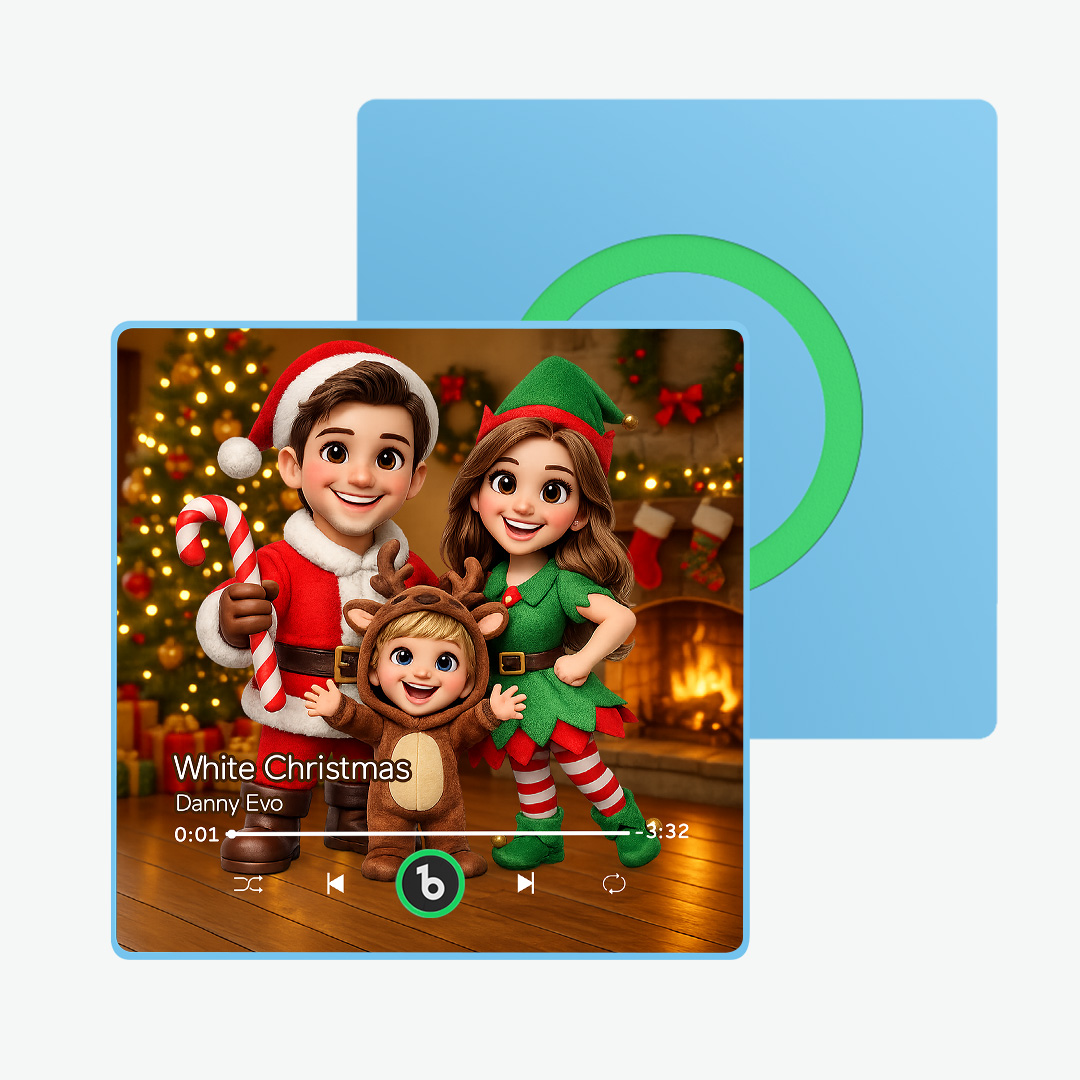 Personalized Family Christmas Caricature Portrait Music Fridge Magnet - Image 4