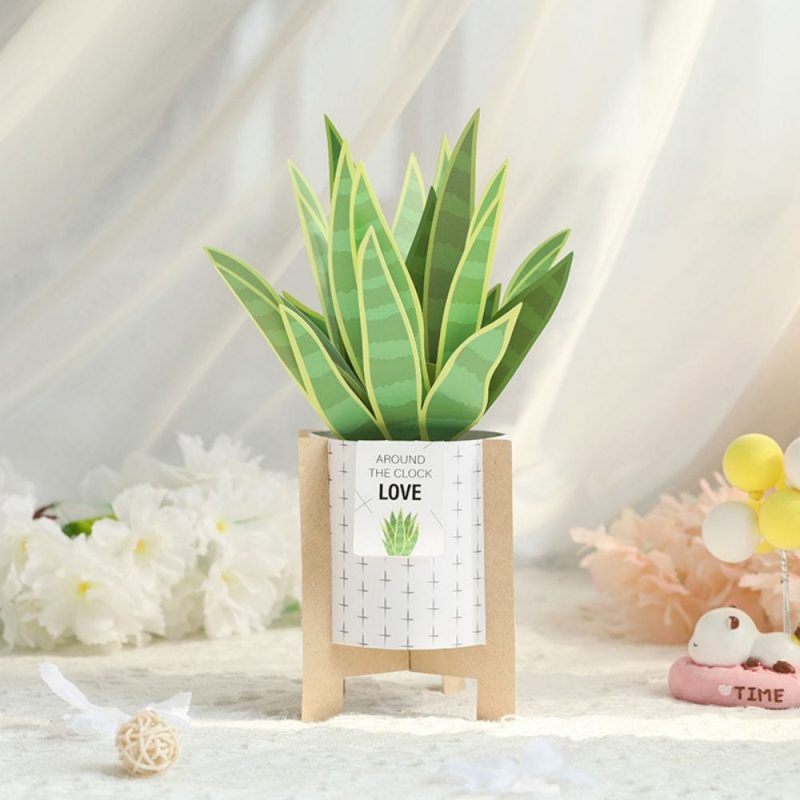 Tiger Piran Potted Plant 3D Pop Up Greeting Card