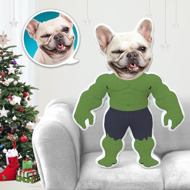 Dog Face Pillow Pet Photo Pillow Gifts for Dog Lovers Hulk Costume