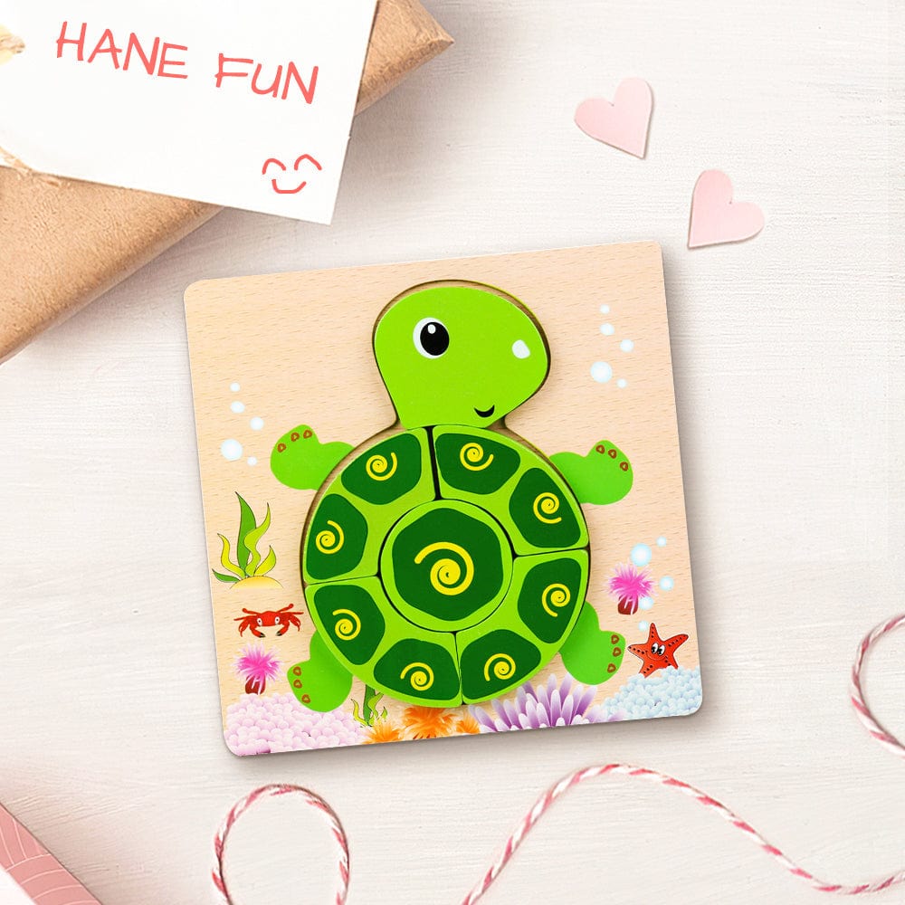 Wooden 3D Jigsaw Puzzle Tortoise Shape Puzzles Educational Learning Montessori Toys for Toddlers