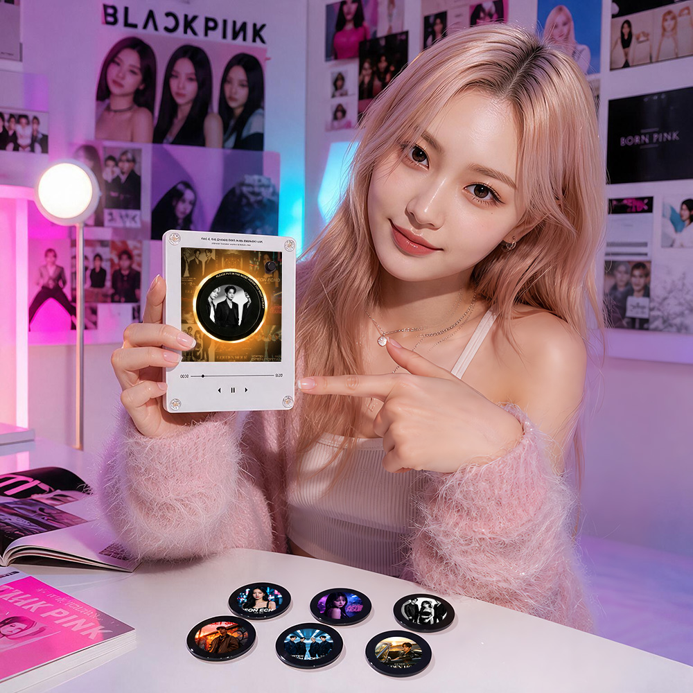 Custom Mini Vinyl Record K-Pop Music Player With 9 Discs Magnetic Disc Music Player with Rechargeable Battery - Image 2