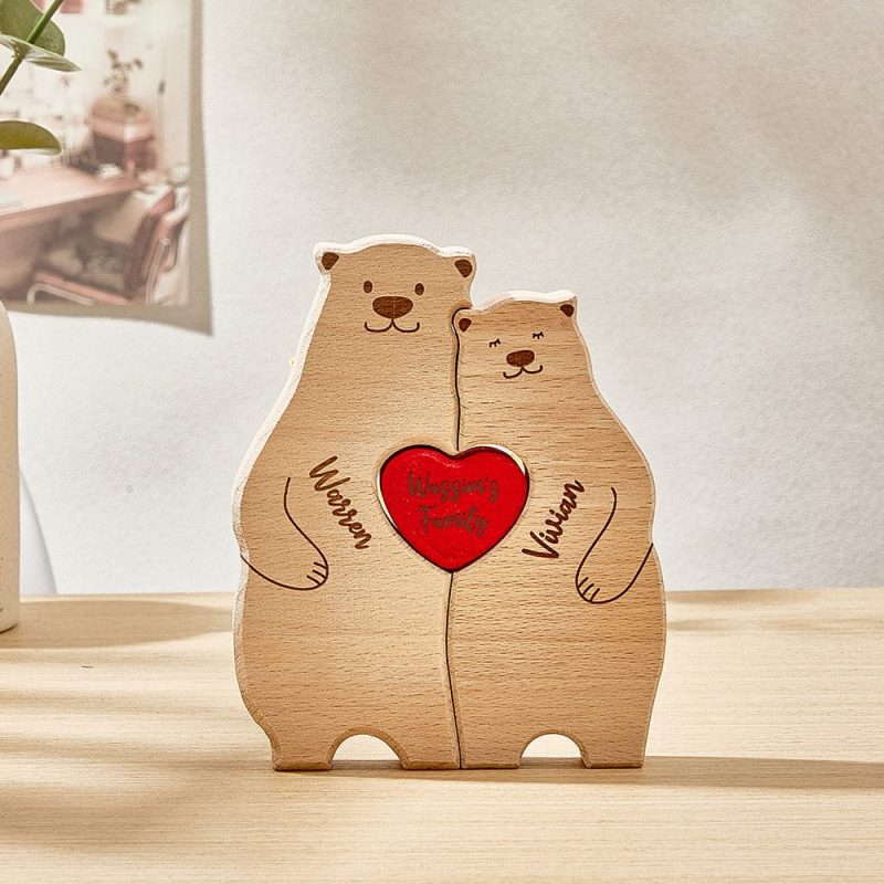 Custom Wooden Bears Puzzle Family Member Names Custom Home Decor Gifts