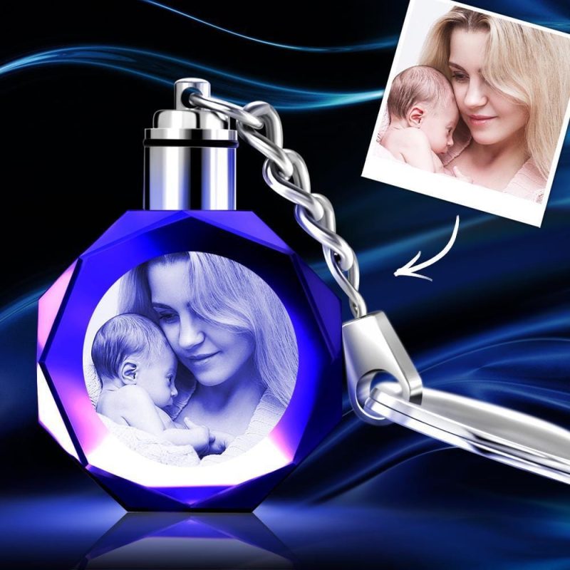 Custom Photo Keychain Crystal Gift For Mom – Octagon