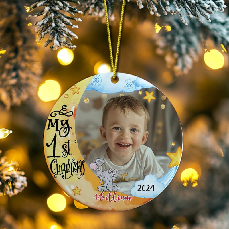 Personalized Baby’s First Christmas Ornament Cute Elephant Christmas Ornament Gift for Kid
