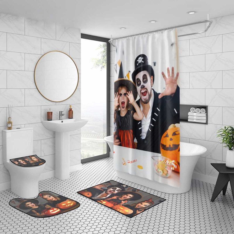 Halloween Shower Curtain Sets Custom Photo Shower Curtain & Bathroom Rug Sets
