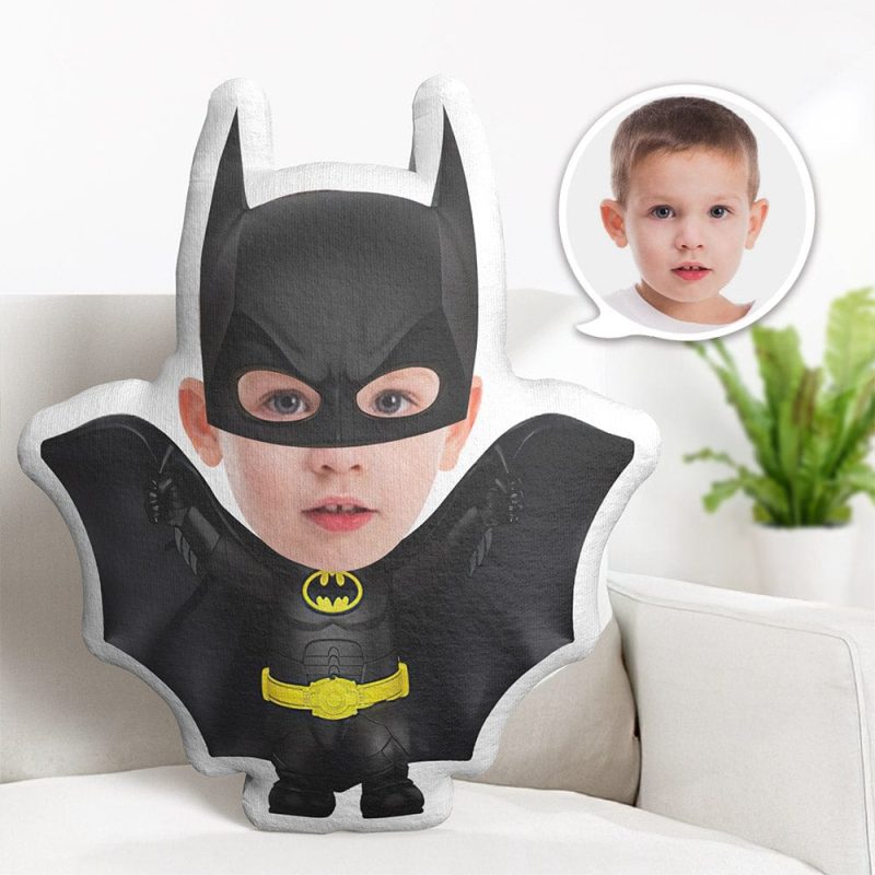Custom Face Pillow Personalized Photo Pillow Black Batman MiniMe Pillow Gifts for Kids