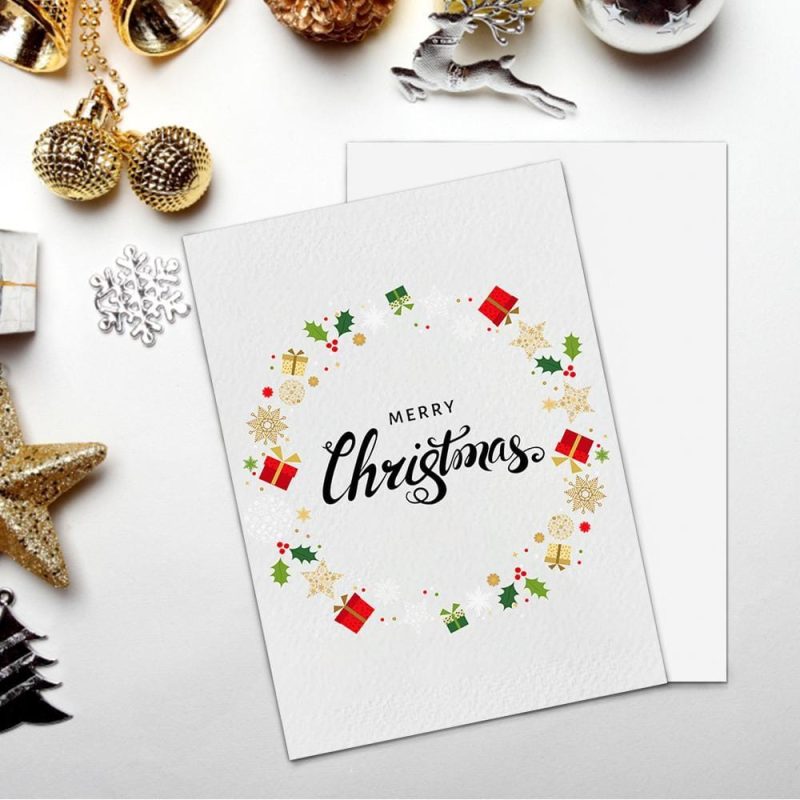 Merry Christmas Card Family Christmas Cards Gift Box -Vertical Card