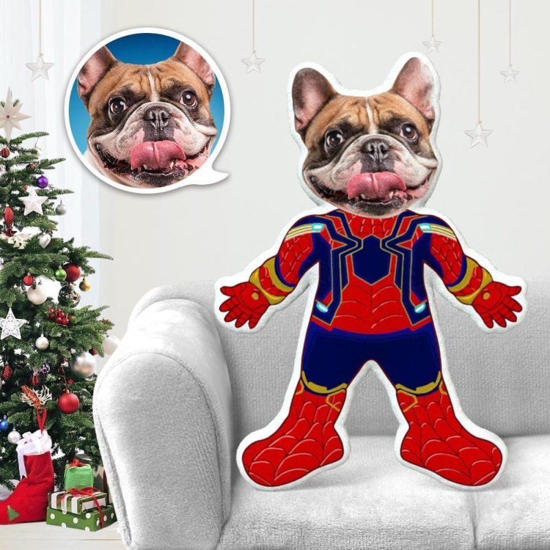 Dog Face Pillow Pet Photo Pillow Gifts for Dog Lovers Iron Spider Costume