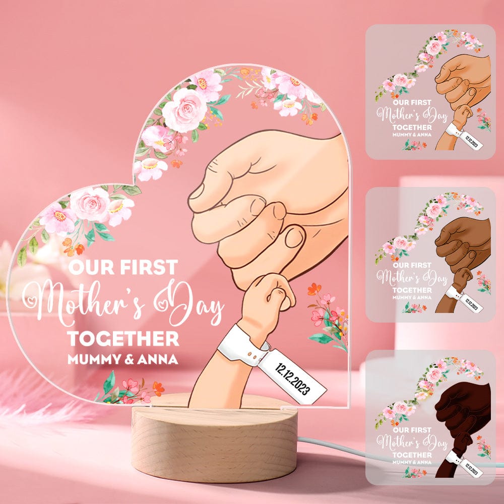 Custom Night Lamp Personalized Acrylic LED Night Light Mom and Baby Holding Hands Mother's Day Gifts - Image 2