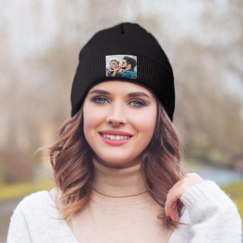 Customize Photo Beanie Hat Custom Knitted Hat Valentine’s Day Gifts for Her