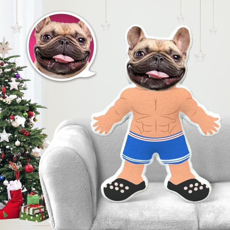 Dog Face Pillow Pet Photo Pillow Gifts for Dog Lovers Macho Buff Costume