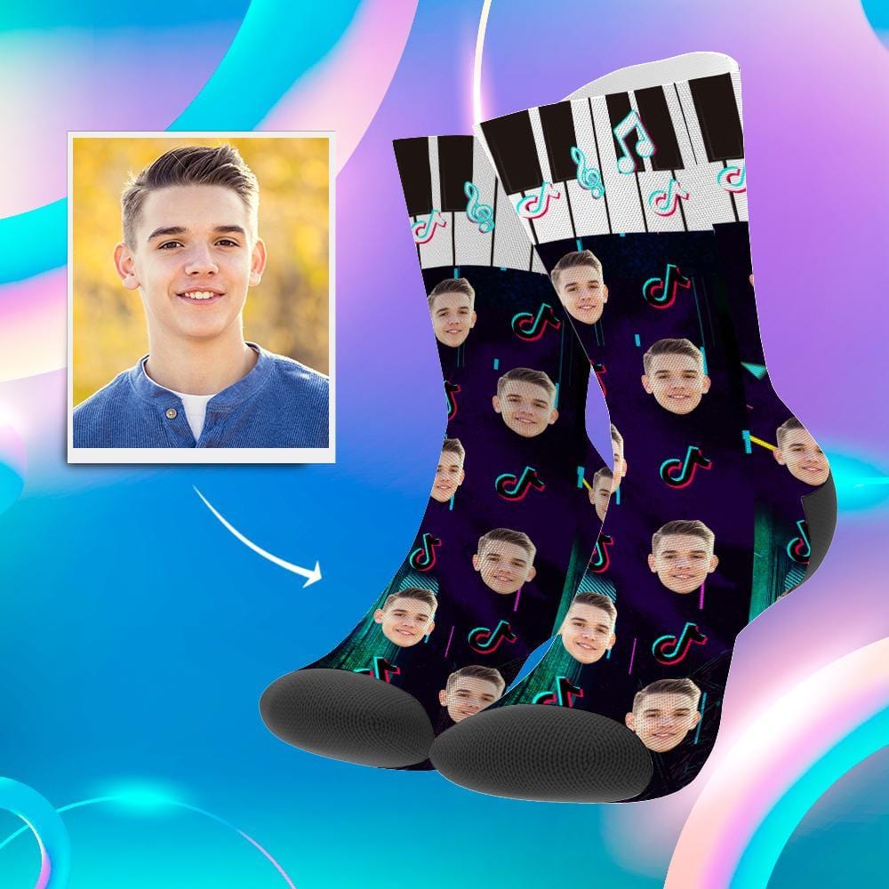 Tiktok Socks Custom Photo Socks TikTok Socks Gifts For TikTok Lovers Piano Christmas Gift