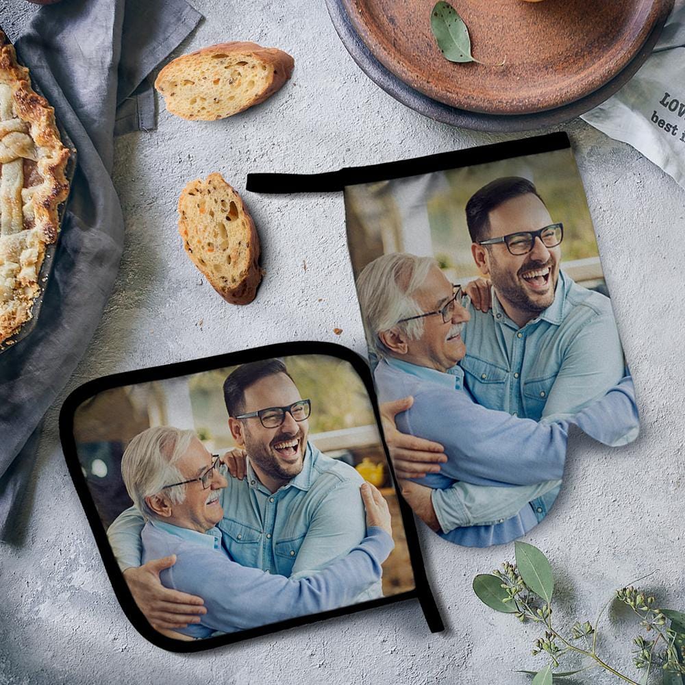 Father's Day Gift Custom Oven Mitts & Potholders Set Baking Set Kitchen Gift - Image 2