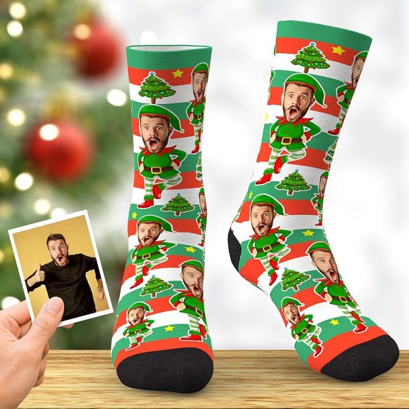 Custom Face Socks Christmas Elf Socks Christmas Gifts for Him