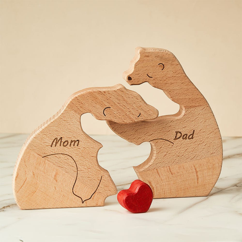 Custom Names Wooden Bears Family Block Puzzle Home Decor Gifts - Image 2