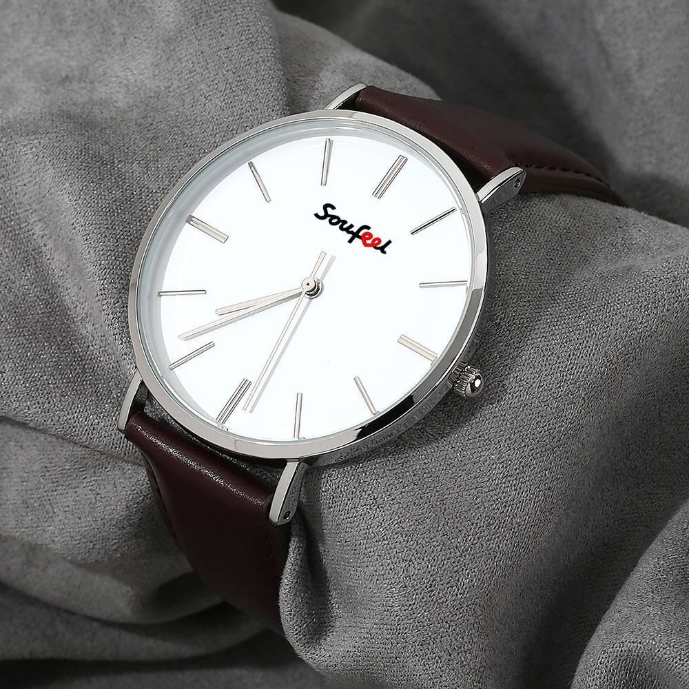 Unisex Classic Watch Brown Leather Strap 40mm - Image 2