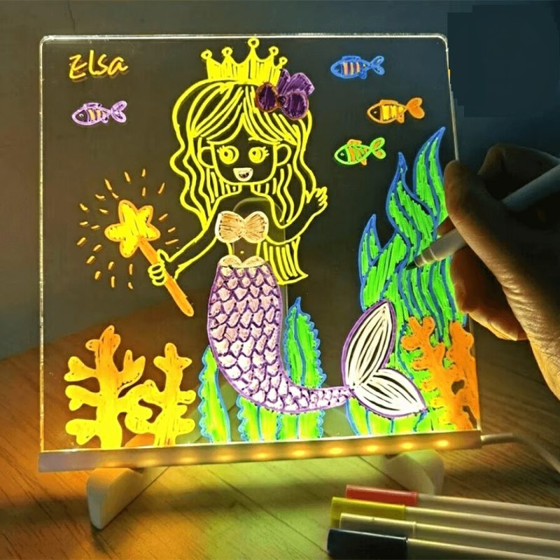 Led Glow Acrylic Drawing Board Erasable Light Up Sketch Tablet Kids Diy Illuminated Writing Night Board 6