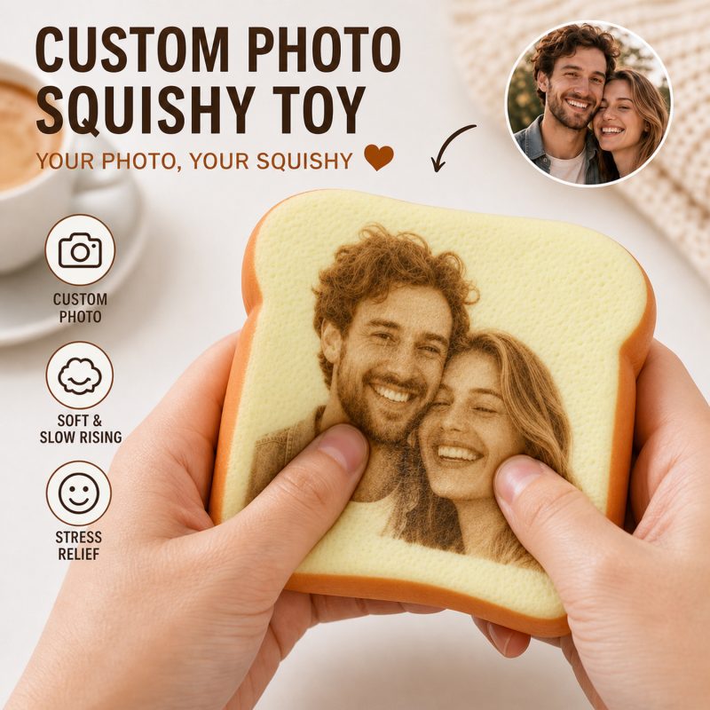 Personalized Photo Toast Squishy Toy Custom Face Bread Stress Relief Fidget Toy Cute Memory Gift For Friends Couples And Pet Lovers 5