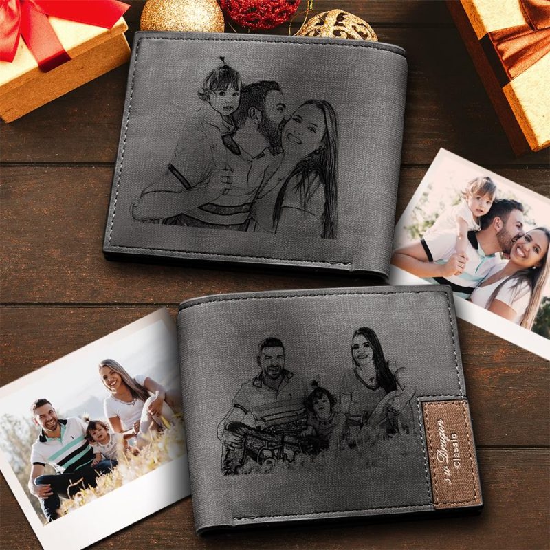 Custom Short Double-Sided Photo Wallet Grey