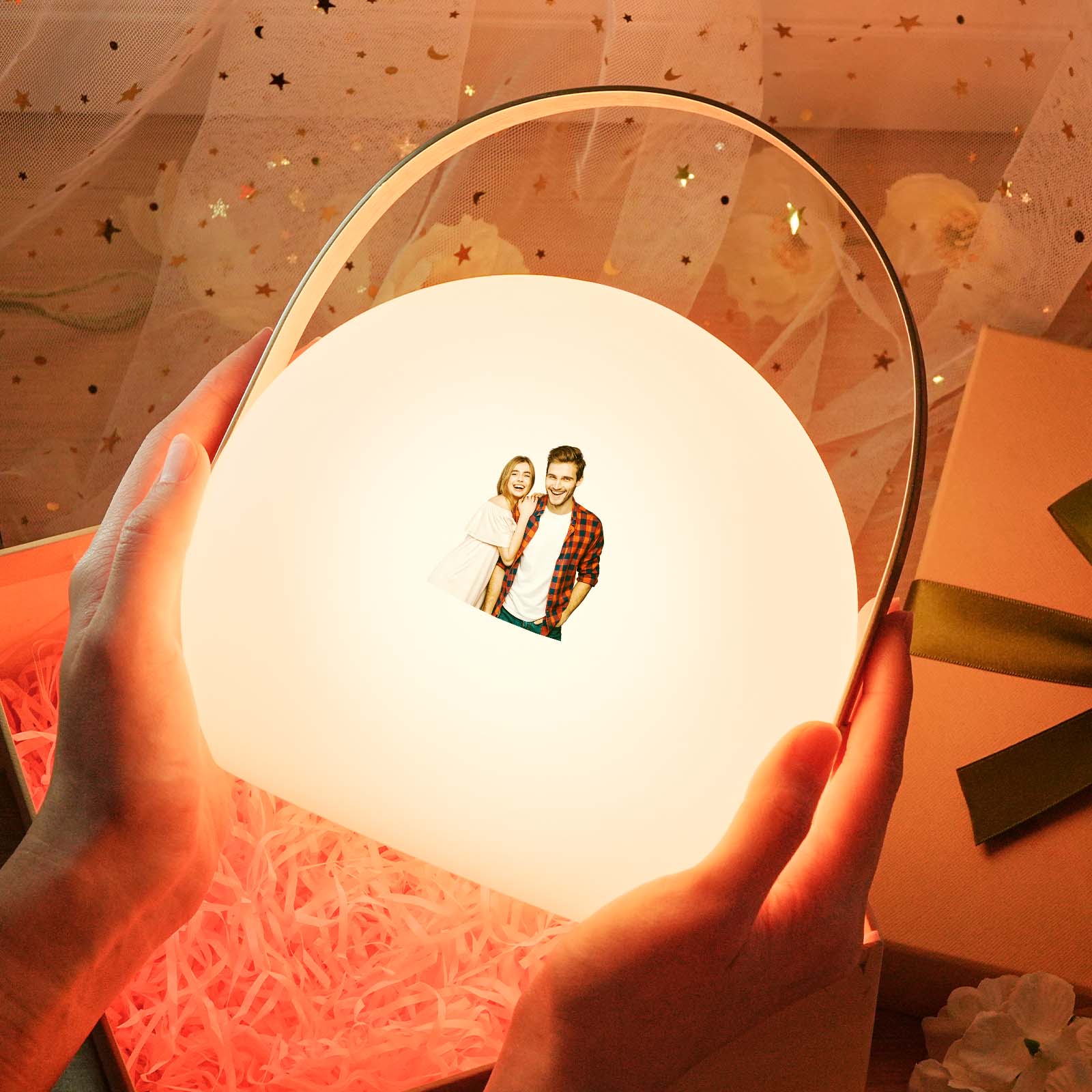 Personalized Photo LED Lamp Colorful Round Hand Night Light - Image 2