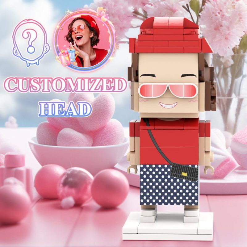 Valentine’s Day Gift For Girlfriend Custom Head Brick Figures Personalized Brick Figures Small Particle Block Girl